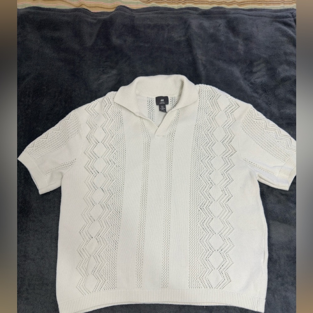 H&M Cream Knit Collared Sweater